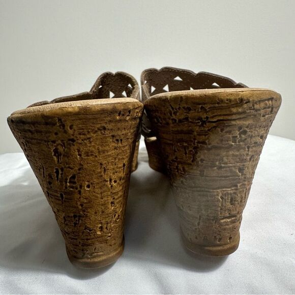 Spring Step Womens Flamyo Slide Italian Leather Cutout Beige Wedge Sandals EU 39 - Picture 8 of 11